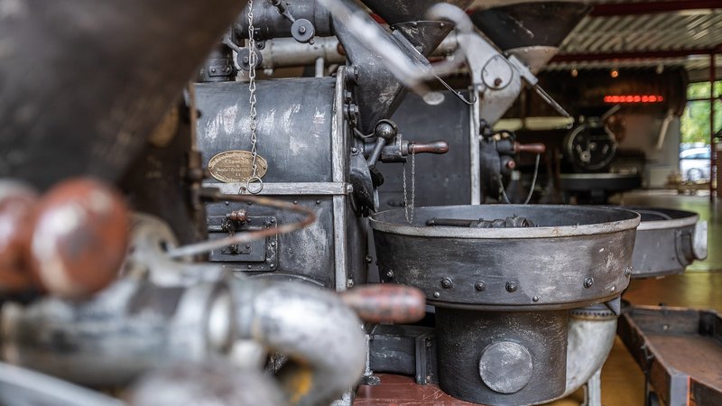 Old drum roaster in museum
