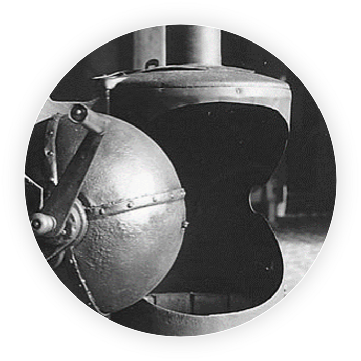 First Spherical Roaster: beginning a new age of coffee production Black and white picture of a spherical roaster