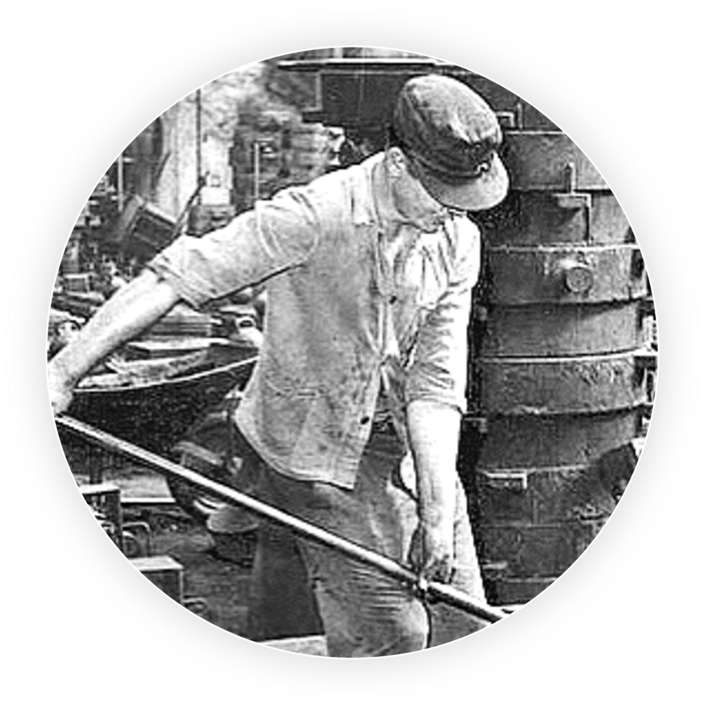 Reconstruction of the Emmerich Machine Factory Young men working on a construction side